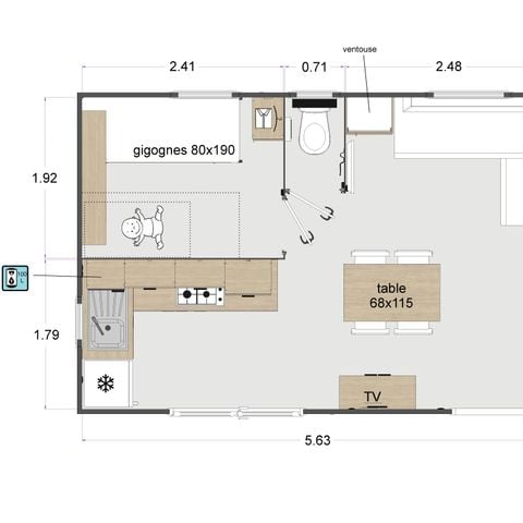 Stacaravan 4 personen - Grote CONFORT 2 slaapkamers