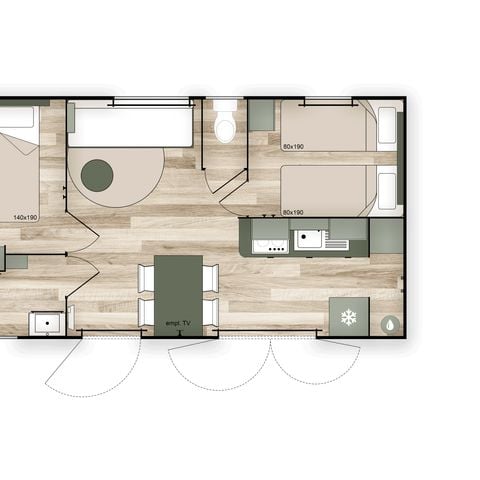 Stacaravan 4 personen - Grand Large PREMIUM 2 slaapkamers 4 pers - zaterdag