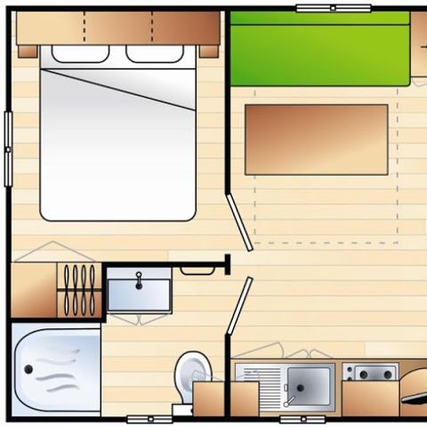 MOBILHOME 2 personnes - Standard 16m² - 1 chambre - terrasse