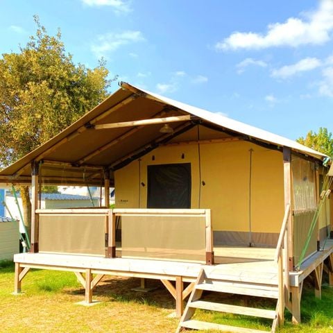 Tente en toile et en bois 5 personnes - Lodge Toile Kenya Vintage - 34.5 m² - 2 chambres