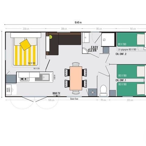 Mobilheim 6 Personen - Komfort - 3 Zimmer