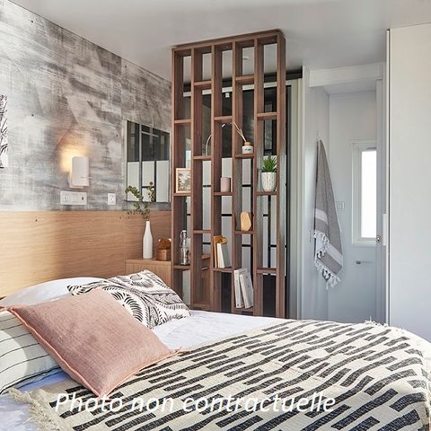 Mobilheim 4 Personen - Taos 35m² (2 Schlafzimmer 2 Badezimmer) + Terrasse am Teich