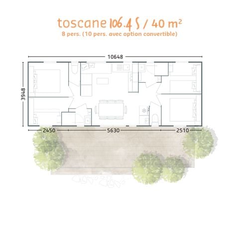 MOBILHOME 8 personnes - Toscane (4 chambres 2 SDB)
