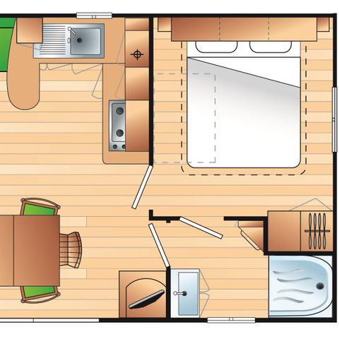 Mobilheim 6 Personen - Fischerhütte (3 Zimmer)