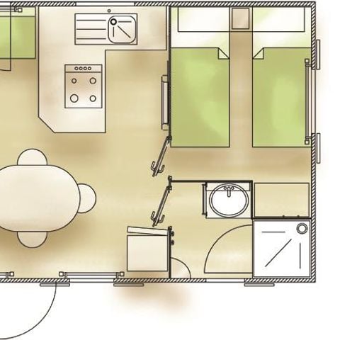 Stacaravan 6 personen - Grand Confort (2 slaapkamers)