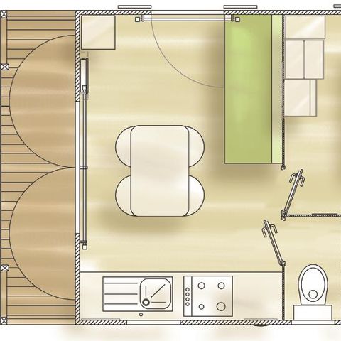 Stacaravan 2 personen - Stacaravan (1 slaapkamer)