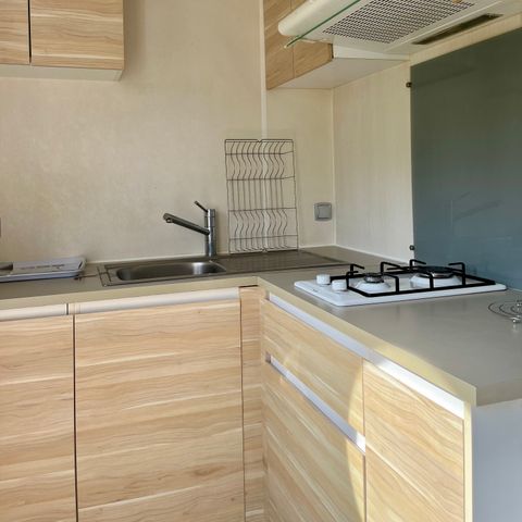 BUNGALOW 2 personnes - Mobil-home - 15m² - 1 chambre avec 2 lits simples sans terrasse