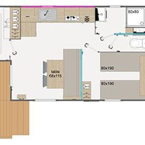 Casa mobile 5 persone - Cottage Bamboo Famiglia Bambino
