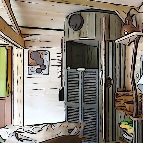 CHALET 2 personas - Cabane du GRIZZLI (Cama redonda, ducha italiana)