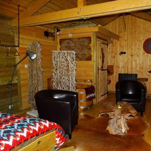CHALET 2 persone - Cabane de D'JO (Bagno in legno, Vista sugli stagni e sul campo)