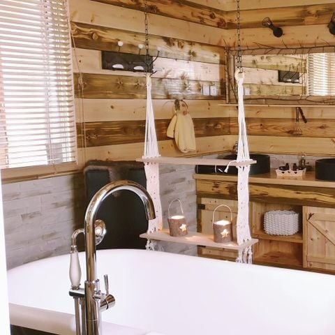 TENTE TOILE ET BOIS 2 personnes - Cabane du Castor (Sauna,douche,baignoire,poêle à bois)