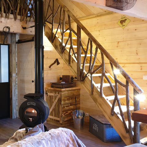 Safarizelt 2 Personen - Cabane du Castor (Sauna,Dusche,Badewanne,Holzofen)