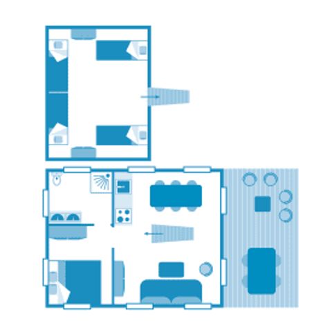 Tente en toile et en bois 6 personnes - Lodge 6p 2ch ****