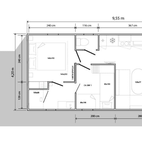 BUNGALOW 4 personnes - LA LITTORELLE Parcelle 5- 2 chambres