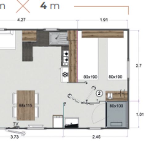CASA MOBILE 4 persone - LA PARNASSIE DES MARAIS Piazzola 57- 2 camere da letto