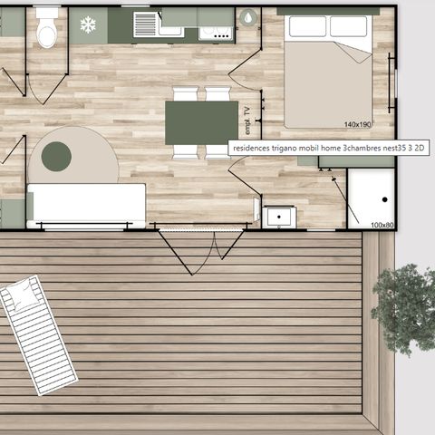 CASA MOBILE 6 persone - LE TREFLE D'EAU Piazzola 4- 3 Camere da letto