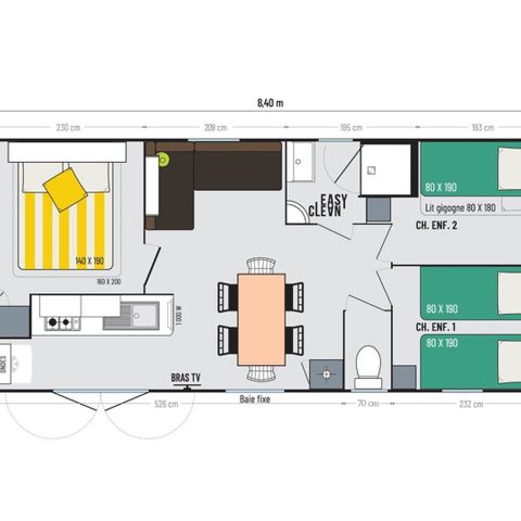 Mobile home 6 persons - MOBIL HOME CONFORT+ DIM induction hob fridge dishwasher toaster kettle hairdryer crockery television