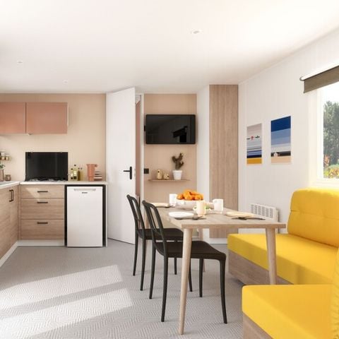 Stacaravan 4 personen - MOBIL HOME CONFORT SAM gaskookplaat televisie koelkast vaatwasser