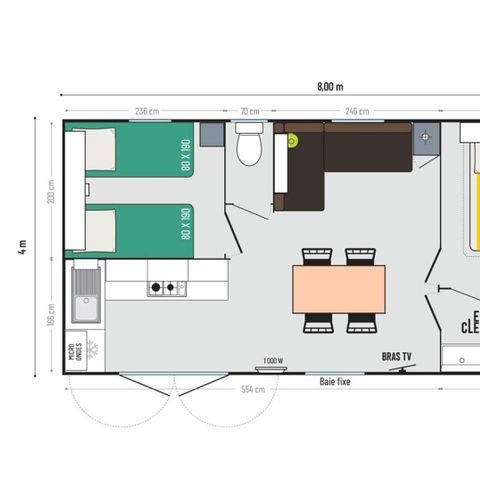Mobile home 4 persons - MOBIL HOME CONFORT + DIM 2 BEDROOMS induction hob fridge dishwasher television dishwasher toaster kettle hair dryer