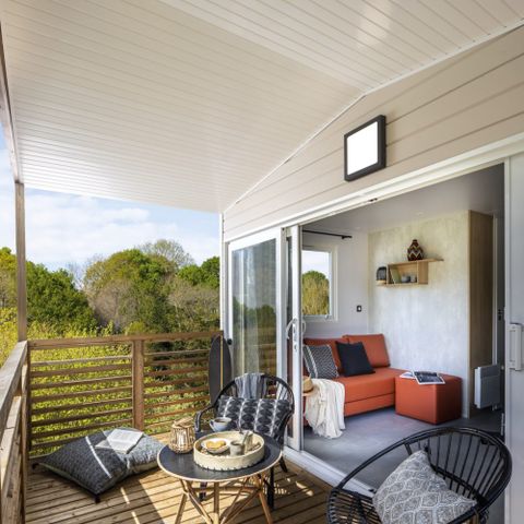 Mobile home 4 persons - 24m² Comfort (2 bedrooms) with semi-covered terrace 7,5m².