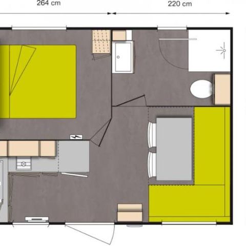MOBILHOME 2 personas - 17,8 m² Estándar (1 dormitorio)