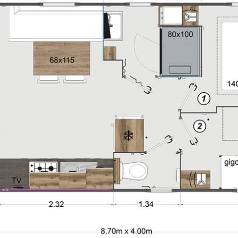 Mobile home 4 persons - EOLIA