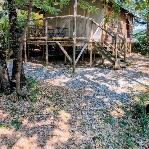 TIENDA DE LONA Y MADERA 4 personas - Cabane Lodge sur Pilotis Confort 27m² - 2 habitaciones + terraza cubierta