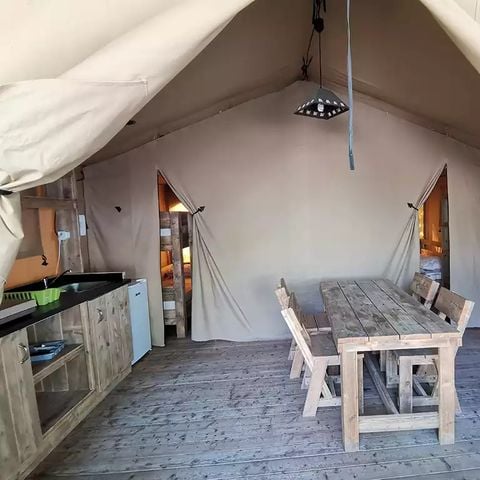 Tente en toile et en bois 4 personnes - Safari Standard 25m²(sans sanitaires)