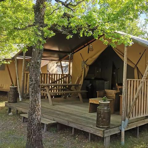 TENTE TOILE ET BOIS 4 personnes - Safari Standard 25m²(sans sanitaires)