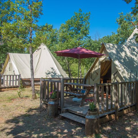 Zelt 4 personen - Tipi Standard 12m² - 2 Zimmer (ohne Sanitäranlagen) + Terrasse