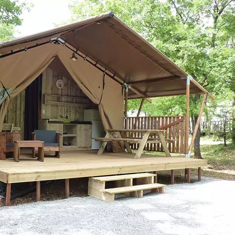 SAFARITENT 4 personen - Safari Confort 27m² - 2 kamers + overdekt terras