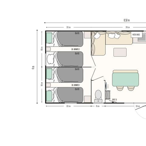 CASA MOBILE 6 persone - Casa mobile Famiglia Premium - 6p - 3ch