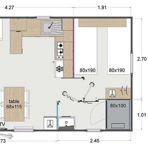 Casa mobile 2 persone - FLORES MH2 32 m² Prezzo per - 2 persone