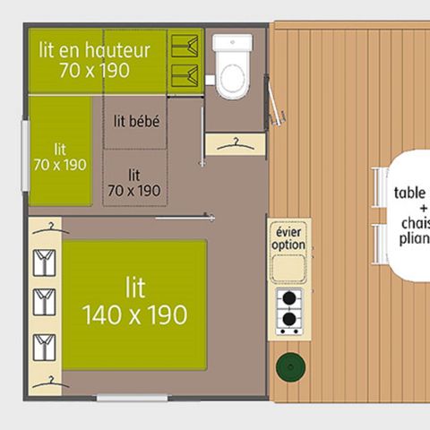 BUNGALOW IN TELA 4 persone - Tithome 2 camere da letto 21m² (21m²)