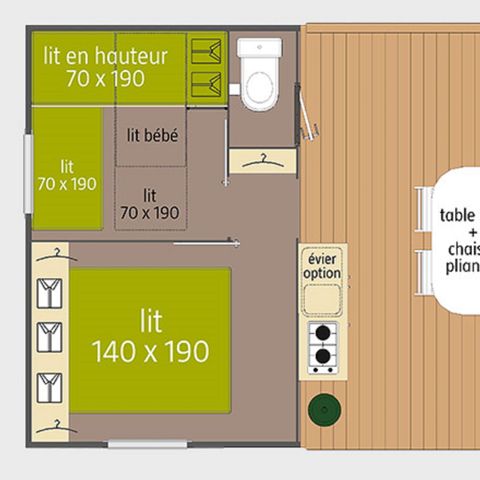MOBILHOME 4 personas - Tithome 2 dormitorios 21m² (21m²)