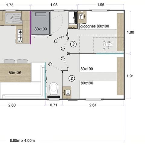 Mobile home 6 persons - Mobil Home 3 Bedrooms Cota