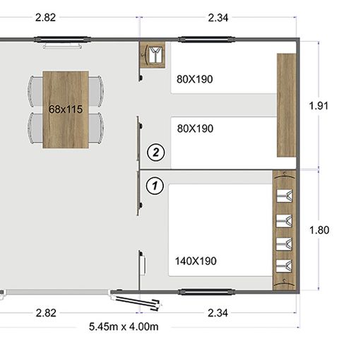 Mobilheim 4 personen - Hütte (ohne Sanitäranlagen) TITHOME