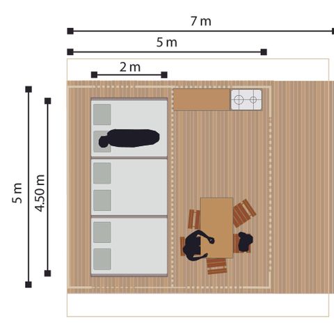 TIENDA DE LONA Y MADERA 6 personas - Sábado Safari Tienda (sin instalaciones sanitarias)