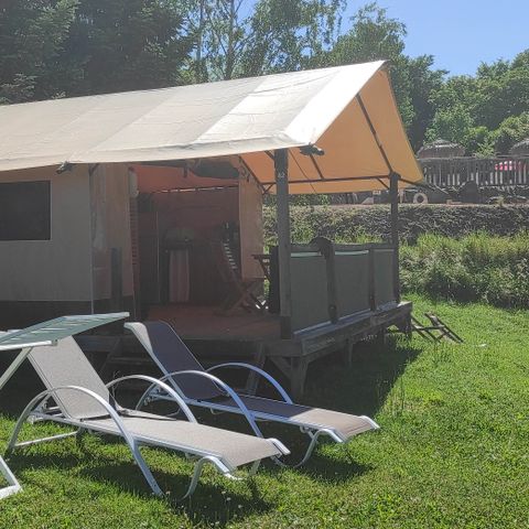 Tente en toile et en bois 5 personnes - Tente Safari Lodge vue lac 5 pers