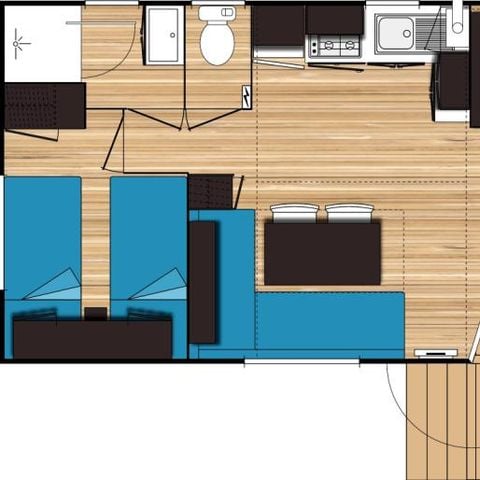 Mobile home 4 persons - Mobile-home Azur Sérénité 24m² - Private Jacuzzi - 3 rooms - 2 bedrooms - Air-conditioning