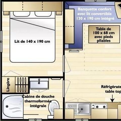 MOBILE HOME 2 people - P'tit Marina 16 m² - 2 rooms - 1 bedroom