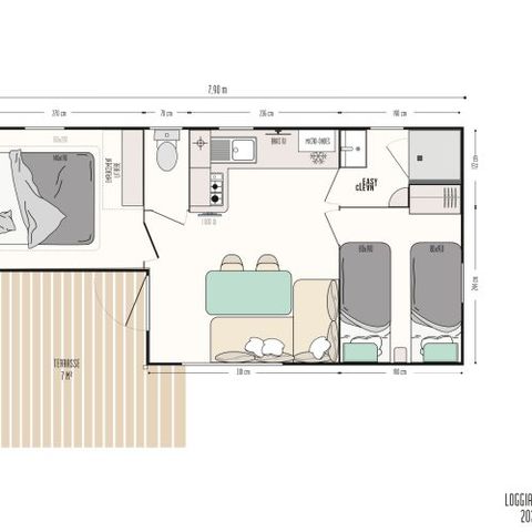 Mobilheim 4 Personen - Kreolisch 32m²