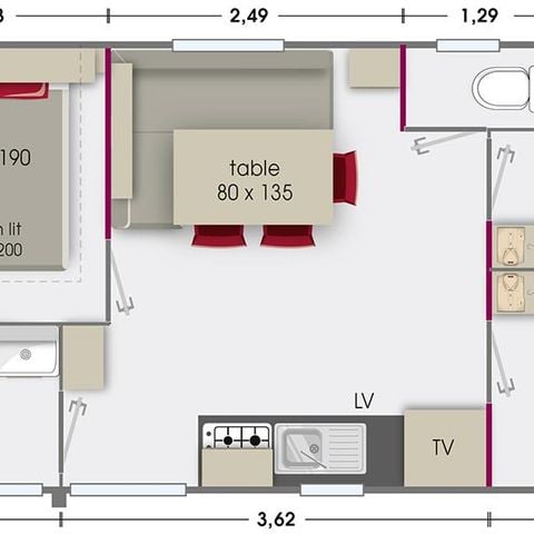 Mobilheim 6 Personen - Typ 4 - LODGE 8073 Grand Confort