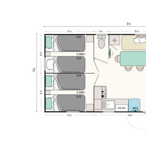 MOBILHOME 7 personas - Super Titania 3 dormitorios con terraza y aire acondicionado
