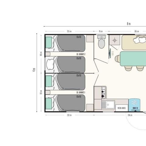 Stacaravan 7 personen - Super Titania 3 slaapkamers met terras en airconditioning