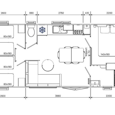 MOBILHOME 7 personnes - "classique" - 3 chambres (7personnes)