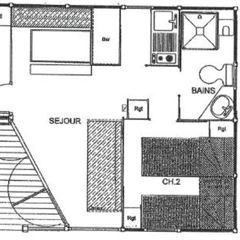 CHALET 5 personas - Chalet familiar de madera 28m² - 2 dormitorios Tipo 2