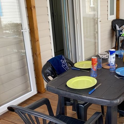 Mobilheim 4 Personen - PREMIUM - 32m² - 2 Schlafzimmer + Terrasse