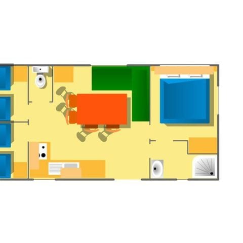 MOBILHOME 4 personas - CONFORT - 32m² - 3 habitaciones + terraza