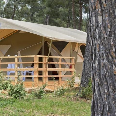 TENTE TOILE ET BOIS 5 personnes - Location Tente Lodge - 2 chambres